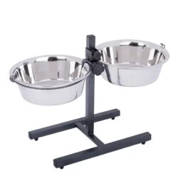 Dog Bowl Stand With 2 Stainless Steel Bowls 2 X 2.8 L