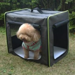 First Class Basic Transport Crate Size M: 61 X 46 X 53.5cm (L X W X H) Grey-Brown & Neon Green -Pet Shop 469744 transporth tte first class basic 09 9 6