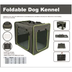 First Class Basic Transport Crate Size M: 61 X 46 X 53.5cm (L X W X H) Grey-Brown & Neon Green -Pet Shop 469744 transporthuette uebersicht 4 6