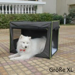 First Class Basic Transport Crate Size XL: 96.5 X 66 X 73.5cm (L X W X H) Grey-Brown & Neon Green -Pet Shop 65421 transporthuette xl mithund 5 1