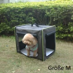 First Class Basic Transport Crate Size L: 79 X 53.5 X 66cm (L X W X H) Grey-Brown & Neon Green -Pet Shop 65502 transporthuette m mithund 7 3