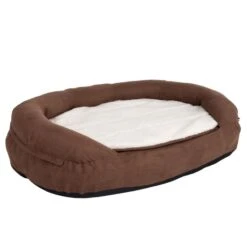 Oval Memory Foam Dog Bed - Brown 118 X 74 X 24 Cm (L X W X H)