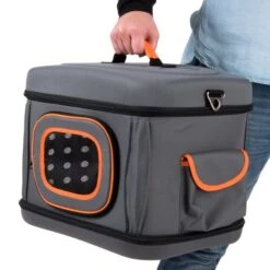 Collapsible Transport Case Grey & Orange: 42 X 32 X 30cm (L X W X H) -Pet Shop 70946 falttransporttasche fg 6724 1