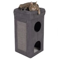Soft'n Scratchy Collapsible Cat Tower Beige / White -Pet Shop 75300 foldable tower fg 3805 7 1