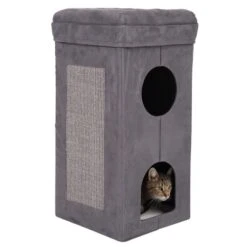 Soft'n Scratchy Collapsible Cat Tower Beige / White -Pet Shop 75300 foldable tower fg 3816 7 1