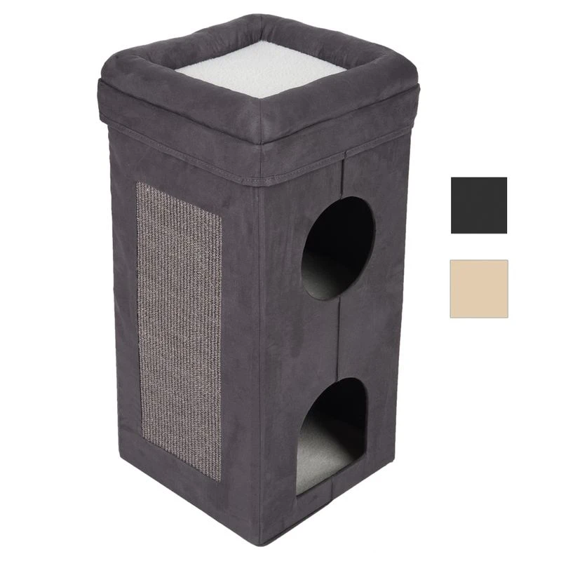 Soft'n Scratchy Collapsible Cat Tower Charcoal / White 3 Soft'n Scratchy Collapsible Cat Tower Charcoal / White