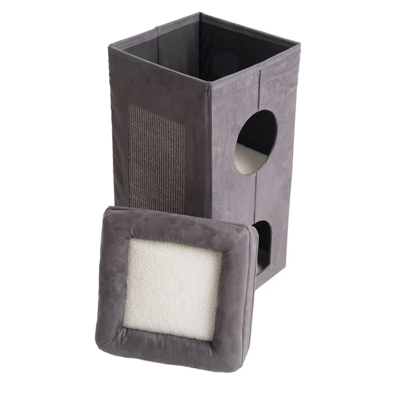 Soft'n Scratchy Collapsible Cat Tower Charcoal / White 9 Soft'n Scratchy Collapsible Cat Tower Charcoal / White - Image 7