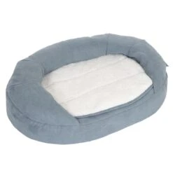 Oval Memory Foam Dog Bed, Grey-blue 118 X 74 X 24 Cm (L X W X H)
