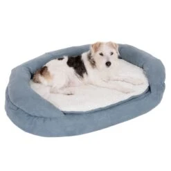 Oval Memory Foam Dog Bed, Grey-blue 100 X 65 X 24 Cm (L X W X H) -Pet Shop 79217 memory oval grau fg 6571 5 1