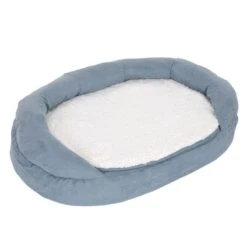 Oval Memory Foam Dog Bed, Grey-blue 100 X 65 X 24 Cm (L X W X H) -Pet Shop 79310 pla memory oval grau fg 6548 1 1